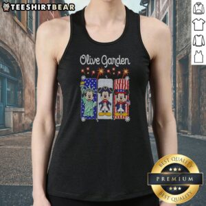 Nice Olive Garden Mickey Mouse As Statue Of Liberty And Uncle Sam USA Tank top featuring patriotic cartoon design