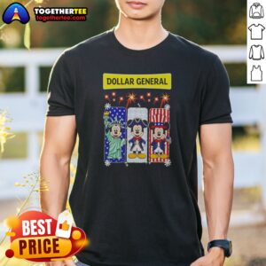 Pretty Dollar General Mickey Mouse Patriotic Characters Shirt featuring classic Mickey Mouse with patriotic colors on a comfortable cotton tee