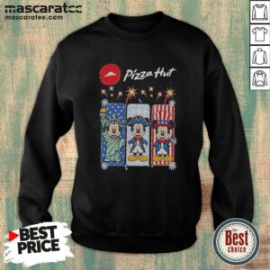 Original Pizza Hut Mickey Mouse USA Patriotic Fireworks sweatshirt optimized, cozy crewneck sweatshirt with vibrant patriotic graphic