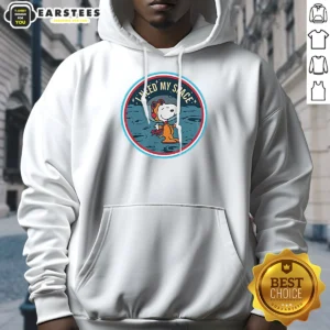 Pretty Peanuts Snoopy On The Moon I Need My Space Mens Hoodie in charcoal gray with front graphic and adjustable drawstring hood