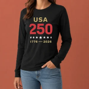 Pretty USA 250 1776 2026 Patriotic American Independence Anniversary Long Sleeve Shirt