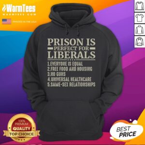 Official Prison Is Perfect For Liberals hoodie displayed on a neutral background, showcasing its vibrant design.