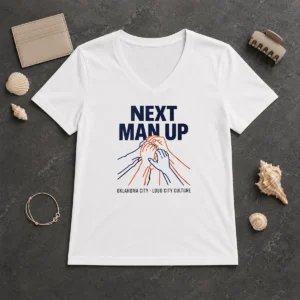 Original Next Man Up Oklahoma City Loud City Culture Basketball V-Neck Shirt
