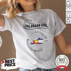 Pretty Just A Colorado Girl Living In A Kentucky World Map Outline v neck optimized shirt featuring a world map design