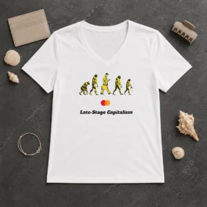Pretty Late Stage Capitalism Idiocracy Evolution V-Neck Shirt