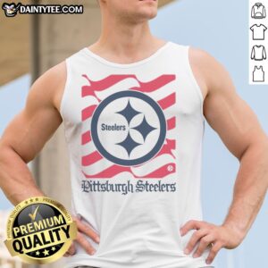 Awesome Pittsburgh Steelers American Heritage Wordmark Tank top in black, featuring the iconic team logo.