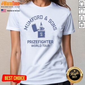 Premium Mumford And Sons Prizefighter World Tour ladies tee featuring a vintage-inspired design.