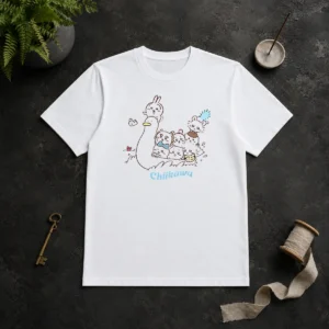 Premium Chiikawa Characters And Duck Friend Illustration From The Shirt