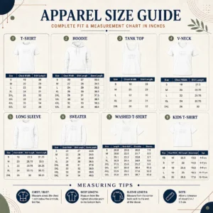 Size chart for Pretty I Used To Think That The Worst Thing In Life Was To End Up With People with measurements in inches and cm