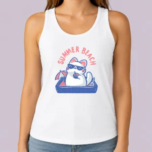 Pretty Summer Beach Cat Tank Top