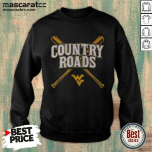 Pretty West Virginia Baseball Country Roads sweatshirt optimized for online display