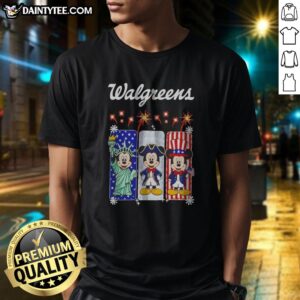 Original Walgreens Mickey Mouse Statue Of Liberty Patriot Uncle Sam USA Shirt featuring a classic patriotic design on a comfortable cotton tee