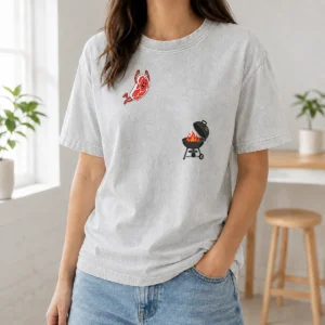 Pretty Steak Fly BBQ Freedom American 4th Of July 2026 Washed T-Shirt