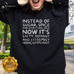 Pretty Instead Of Sugar Spice And Everything Nice Now It'S Salty Defiant And Extremely Noncompliant Sweatshirt in a cozy setting