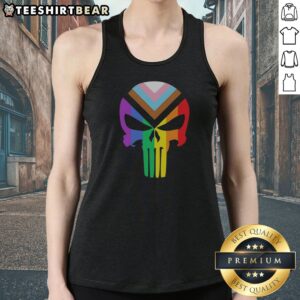 Awesome Punisher Marvel Skull Progressive Pride Tank top showcasing a vibrant design on a soft fabric.