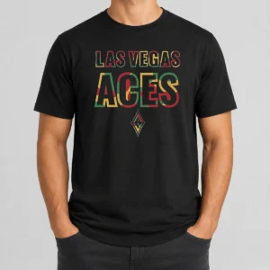Pretty Las Vegas Aces Juneteenth Logo t shirt featuring vibrant team and Juneteenth colors on a comfortable cotton tee