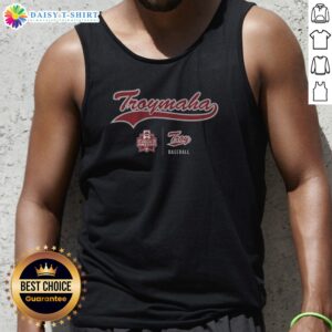 Funny Troy Baseball Troymaha Tank Top in white, sleeveless casual wear with graphic text design