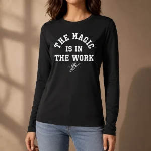 Funny Ben Stiller Jalen Brunson The Magic Is In The Work Signature Long Sleeve Shirt