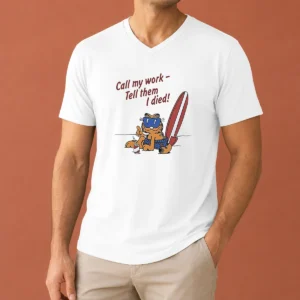 Official Orange Cat Relaxing At The Beach Call My Work Tell Them I Died V Neck Shirt in soft cotton fabric