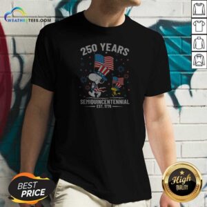 Funny Snoopy And Bird 250 Years Semiquincentennial Flags V Neck Shirt v neck optimized with colorful graphic on front