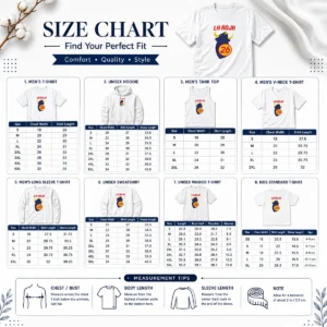 Size chart for Awesome Spain La Roja World Cup 2026 National Football The Red One with measurements in inches and cm