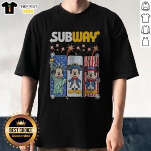 Awesome Subway Mickey Mouse Statue Of Liberty Uncle Sam Fourth Of July Shirt featuring patriotic graphic on a classic crew neck tee
