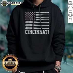 Pretty Cincinnati Baseball Bat American Flag hoodie featuring a unique design for baseball enthusiasts.