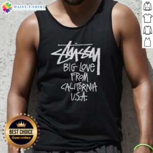 Premium Stussy Big Love From California USA Tank Top featuring a vibrant graphic design and comfortable fit.