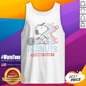 Snoopy Peanuts Tennis Team tank top featuring a playful graphic design perfect for tennis lovers.