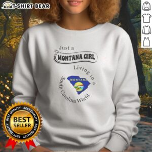 Pretty Just A Montana Girl Living In A South Carolina World Montana Map Sweatshirt in cozy gray fabric