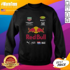 Awesome Red Bull Racing Max Verstappen F1 Sponsors sweatshirt featuring vibrant colors and logos