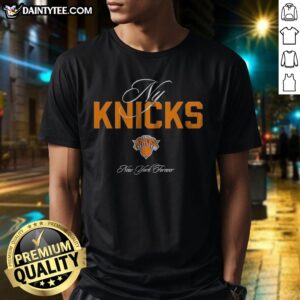 Top New York Knicks NY Forever Shirt displayed in vibrant blue and orange colors.