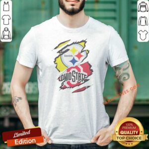 Nice Pittsburgh Steelers Ohio State Buckeyes Torn Logo Graphic Sport shirt optimized for vibrant display