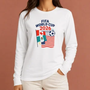 Pretty FIFA World Cup 2026 Canada Mexico United States Soccer Long Sleeve Shirt