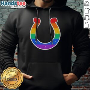 Nice Indianapolis Colts Rainbow Horseshoe LGBTQ Pride Logo Football League Team Hoodie in vibrant colors.