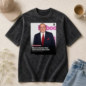 Pretty Music Industry Titan Clive Davis Dies At 94 washed t shirt showing soft fabric and vintage washed look
