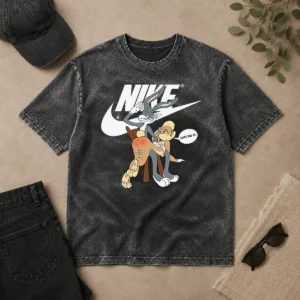 Top Nike Bugs Bunny Spanking Lola Washed T Shirt featuring vintage cartoon graphic on soft cotton fabric