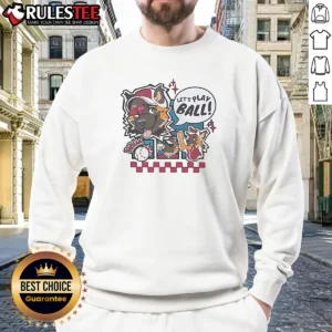 Awesome Let'S Play Ball Cartoon Dog Sweatshirt