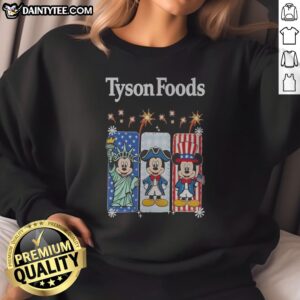 Good Tyson Foods Mickey Mouse Statue Of Liberty Patriot And Uncle Sam Sweatshirt featuring patriotic graphic on cozy cotton blend