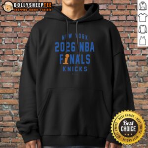 Hot New York Knicks 2026 NBA Finals Trophy Hoodie featuring a bold team logo and trophy graphic.