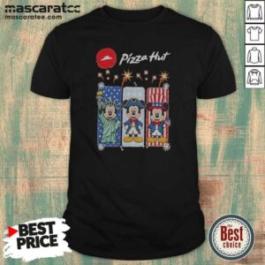Original Pizza Hut Mickey Mouse USA Patriotic Fireworks shirt optimized, featuring a classic crew neck and short sleeves