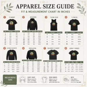Size chart for Nice With Their Heads The Crypt Denver Co 2026 showing measurements in inches and cm