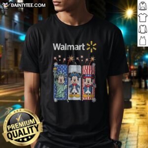 Nice Walmart Mickey Mouse Statue Of Liberty Patriot Independence Day Shirt in classic crew neck style with patriotic graphic