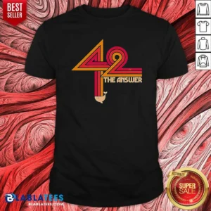 Nice The Hitchhiker'S Guide To The Galaxy 42 The Ultimate Answer shirt optimized in black, short-sleeve cotton tee with bold graphic print