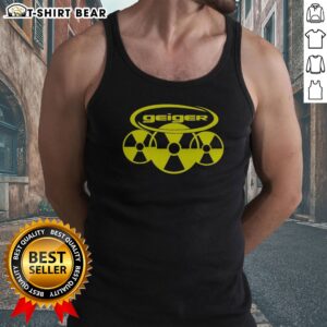Original Geiger Radiation Symbol Pop Culture Logo Design Radioactive Nuclear Hazard Tank top featuring a bold graphic.