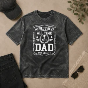 Nice World'S Best All Time #1 Dad Washed T-Shirt