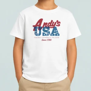 Official Andys USA Frozen Custard And Freedom Since 1986 Kids T-Shirt