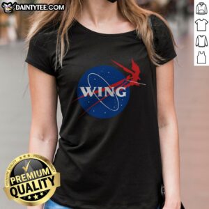 Premium Wing Mecha Aeronautics And Colony Administration Ladies Shirt showcasing a unique design for aviation enthusiasts.