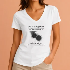 Pretty I Used To Fear The Black Mold In My Apartment But Now I Understand It V Neck Shirt in black, front view
