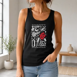 Pretty Street Life Tattoo Symbols Flash Art Tank Top